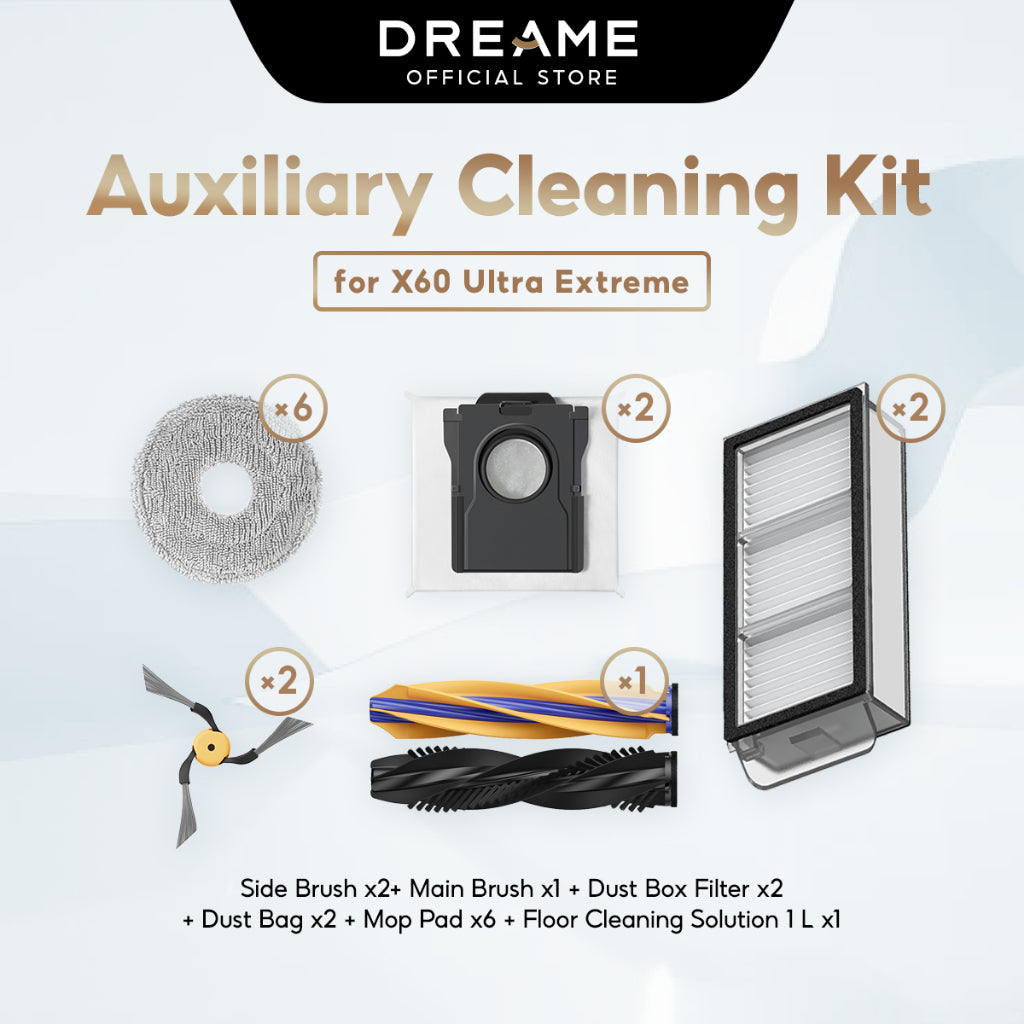 Dreame Auxiliary Cleaning Kit for X60 Ultra Extreme robot vacuum replacement accessories.