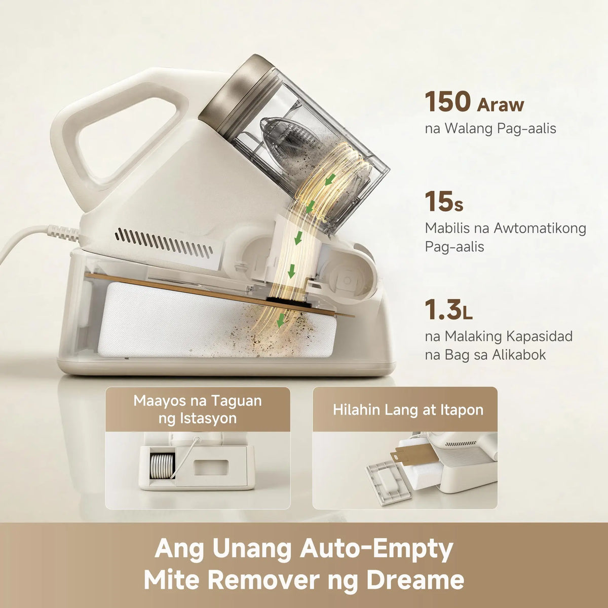 auto empty mite remover with hands free dust disposal for up to 150 days
