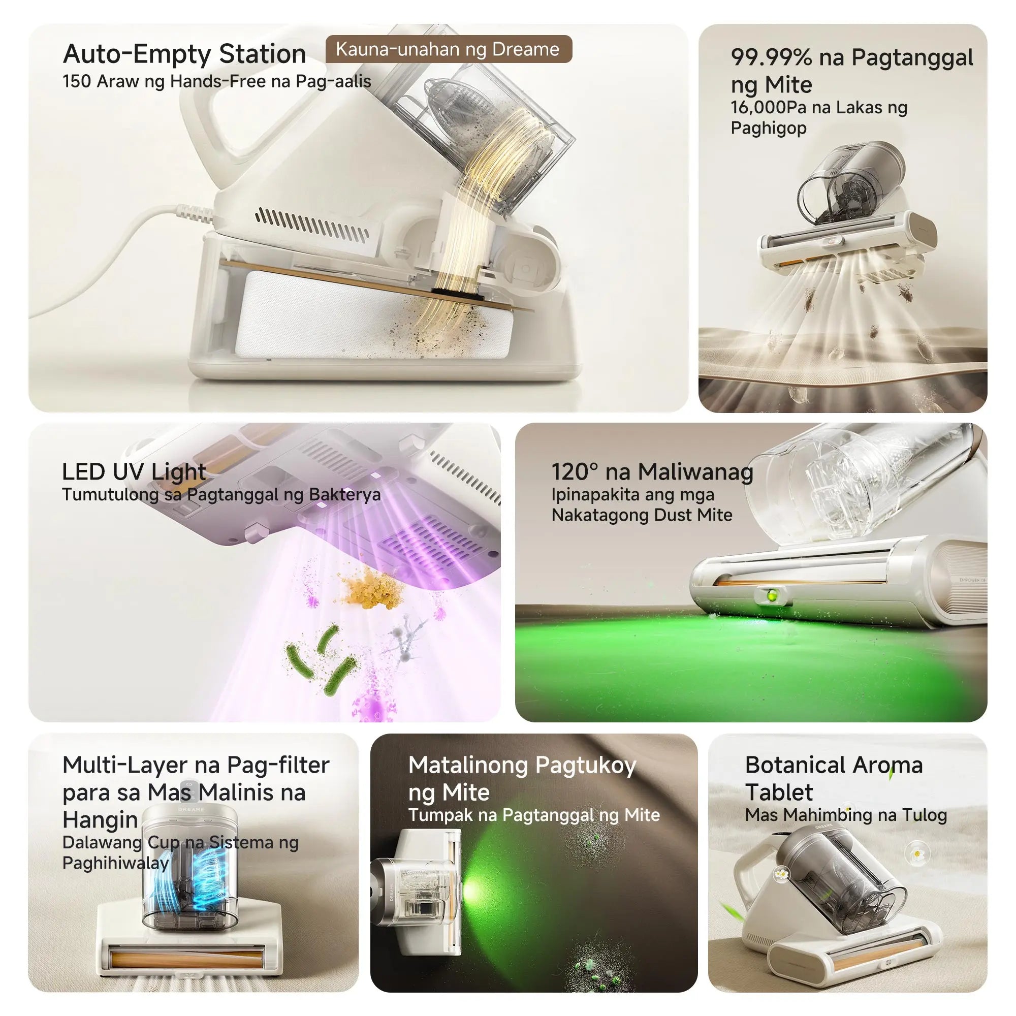 smart mite remover with auto empty cleaning strong suction and UV protection