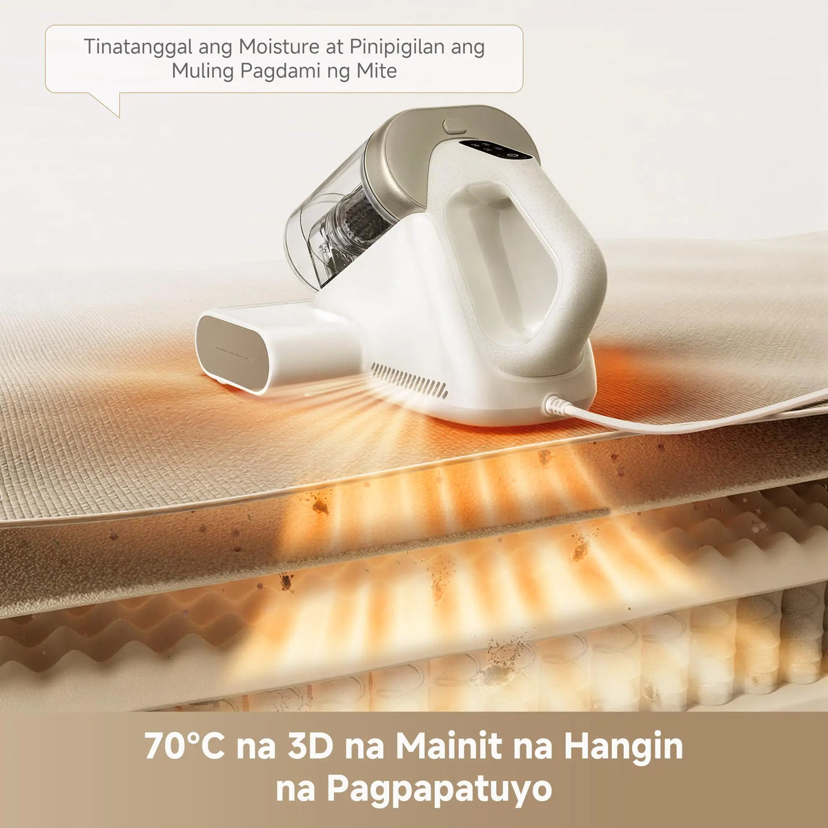 mite remover with 70 degree hot air drying helps keep fabric fresh and dry