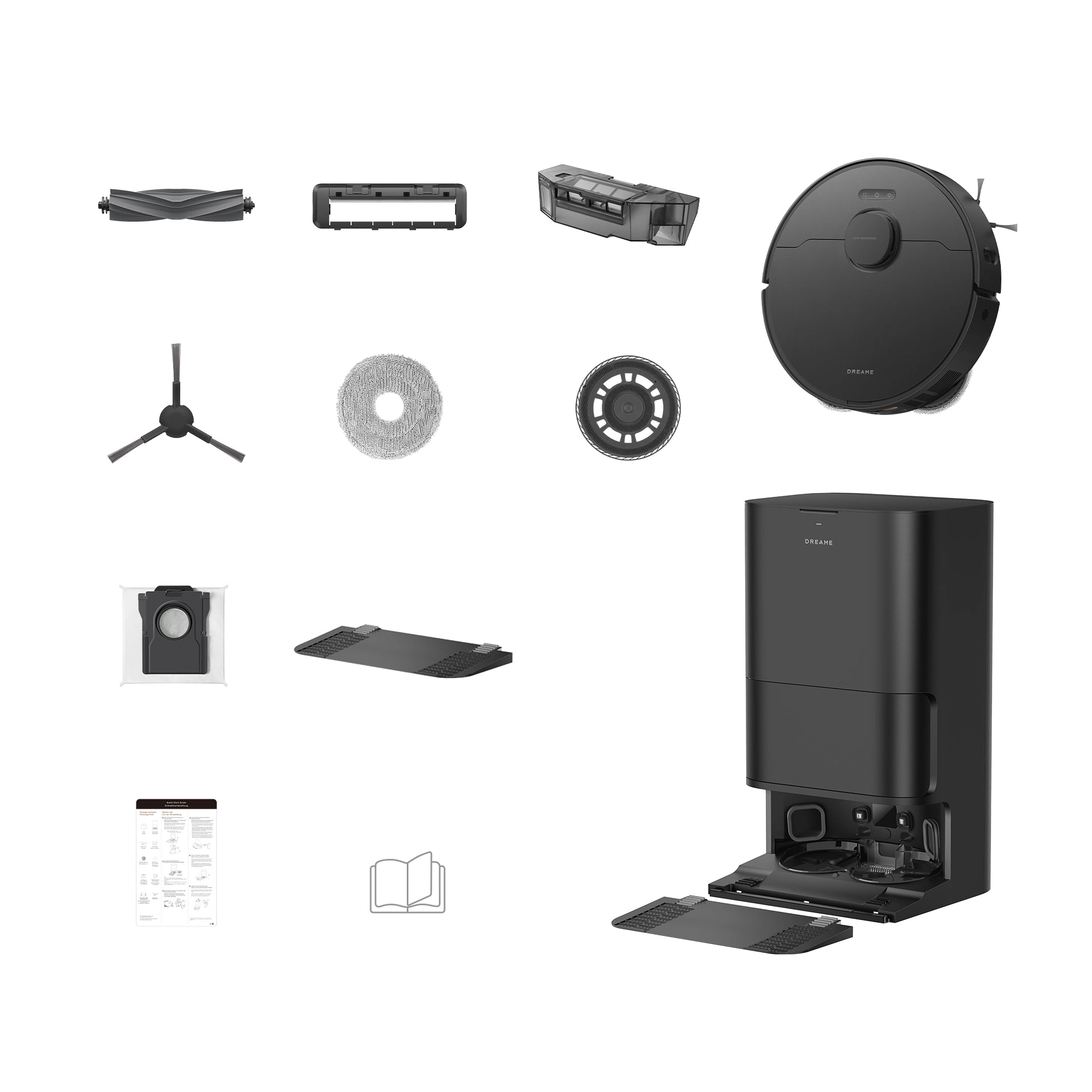 Dreame D30 Ultra CE Black robot vacuum with docking station and accessories