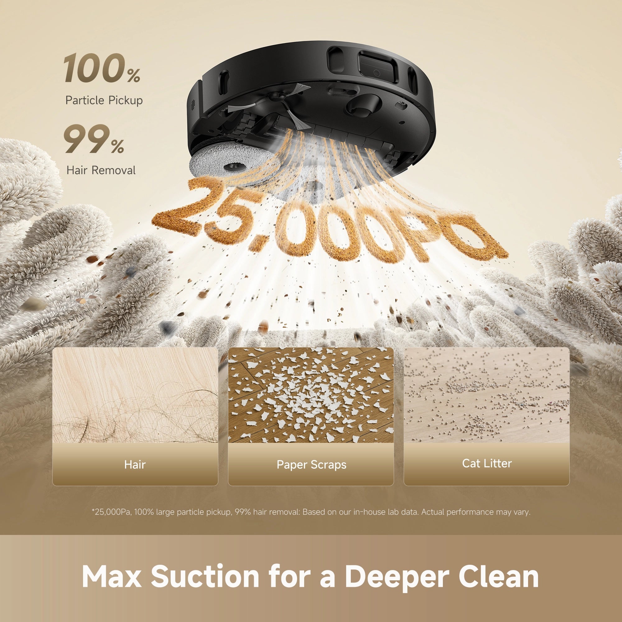 robot vacuum with powerful suction for deep cleaning dust dirt and pet hair
