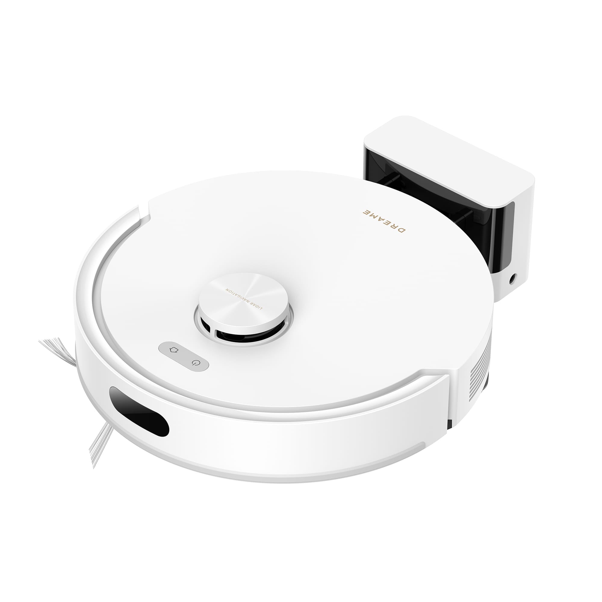 Dreame F20 robot vacuum cleaner on white background with sleek design and smart cleaning features