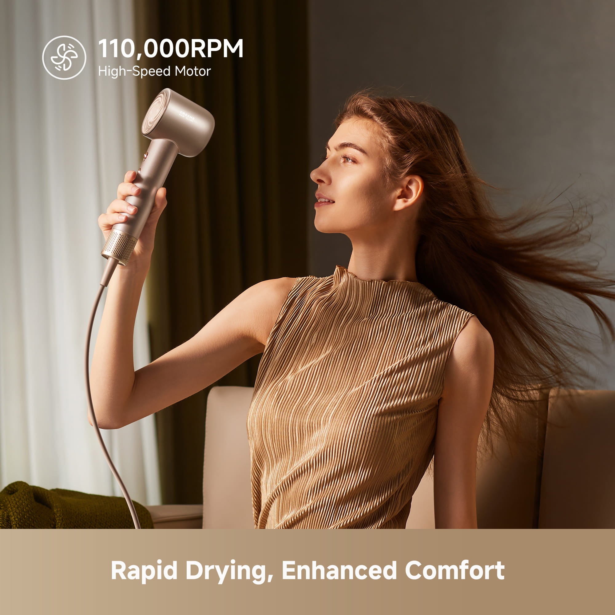 Dreame Glory Uni Hair Dryer: High-efficiency airflow dries hair quickly while enhancing user comfort.