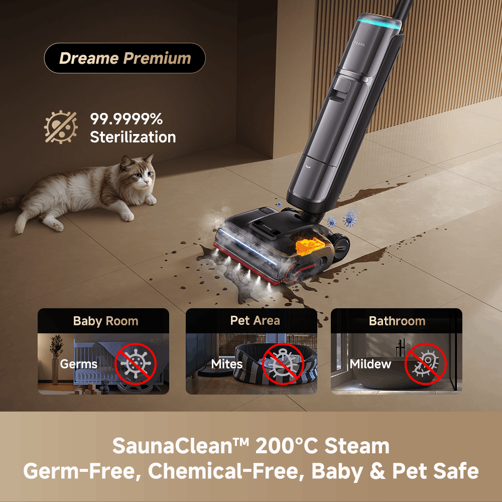 Dreame H16 Pro Steam Wet Dry Vacuum Cleaner Ultra Powerful Suction Baby and Pet Safe Multi Surface Cleaning