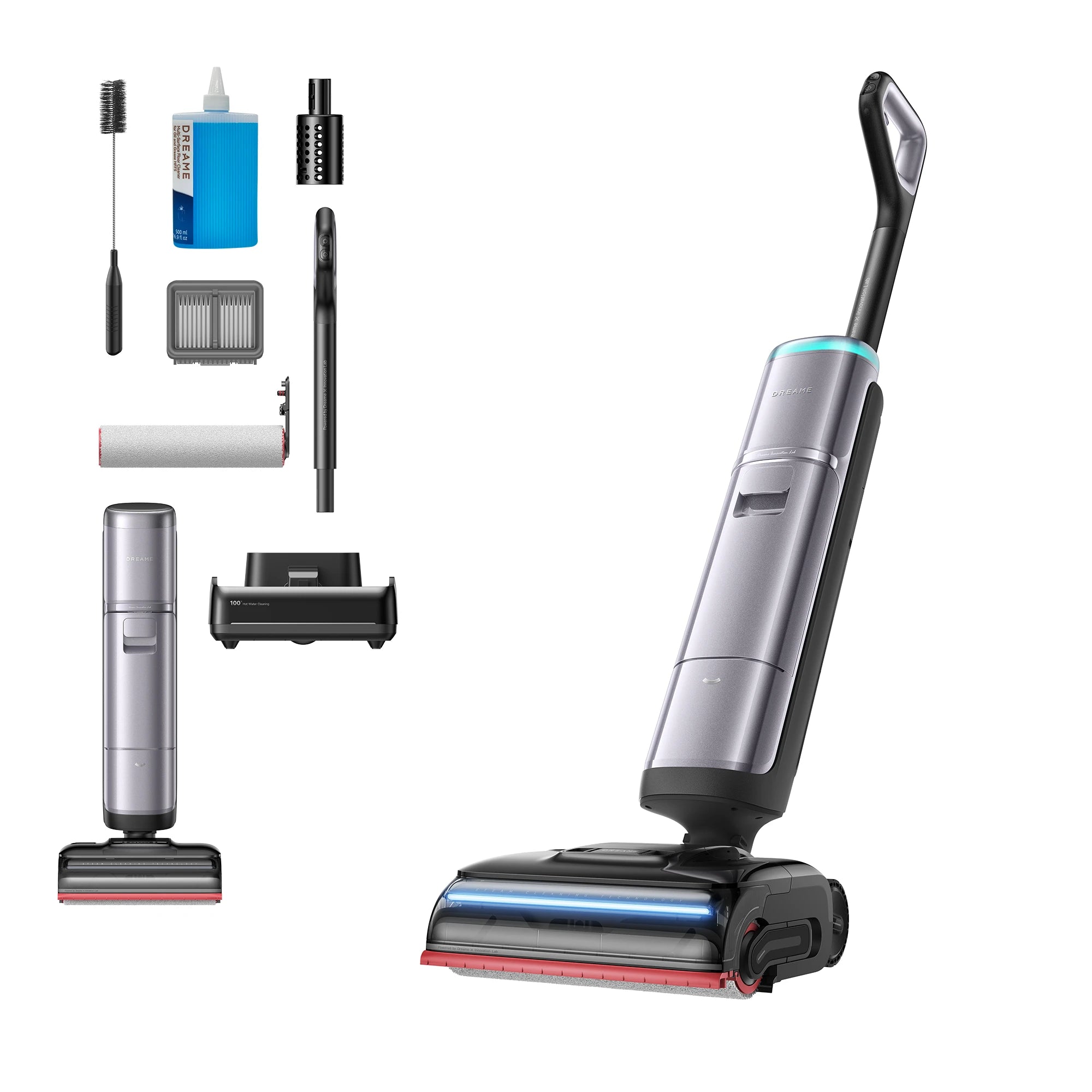 Dreame H16 Pro wet and dry vacuum cleaner with accessories on white background