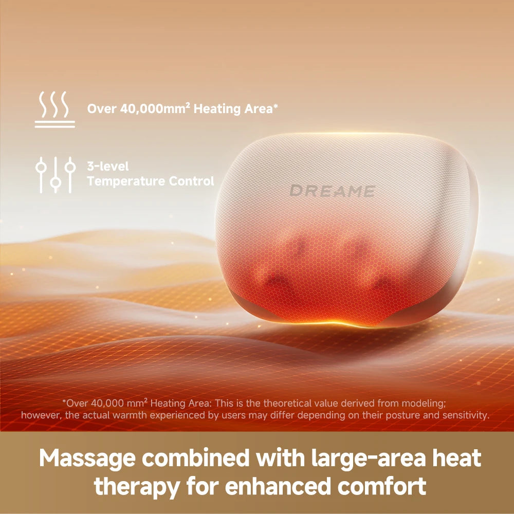 Dreame P30 massage pillow combining deep massage and large-area heat therapy for enhanced relaxation