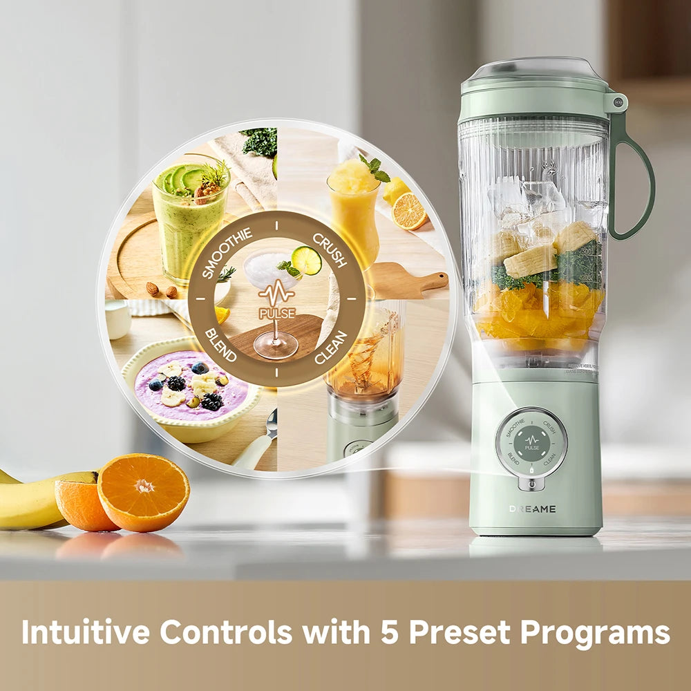 Dreame PB10 portable blender features intuitive controls with five preset blending programs