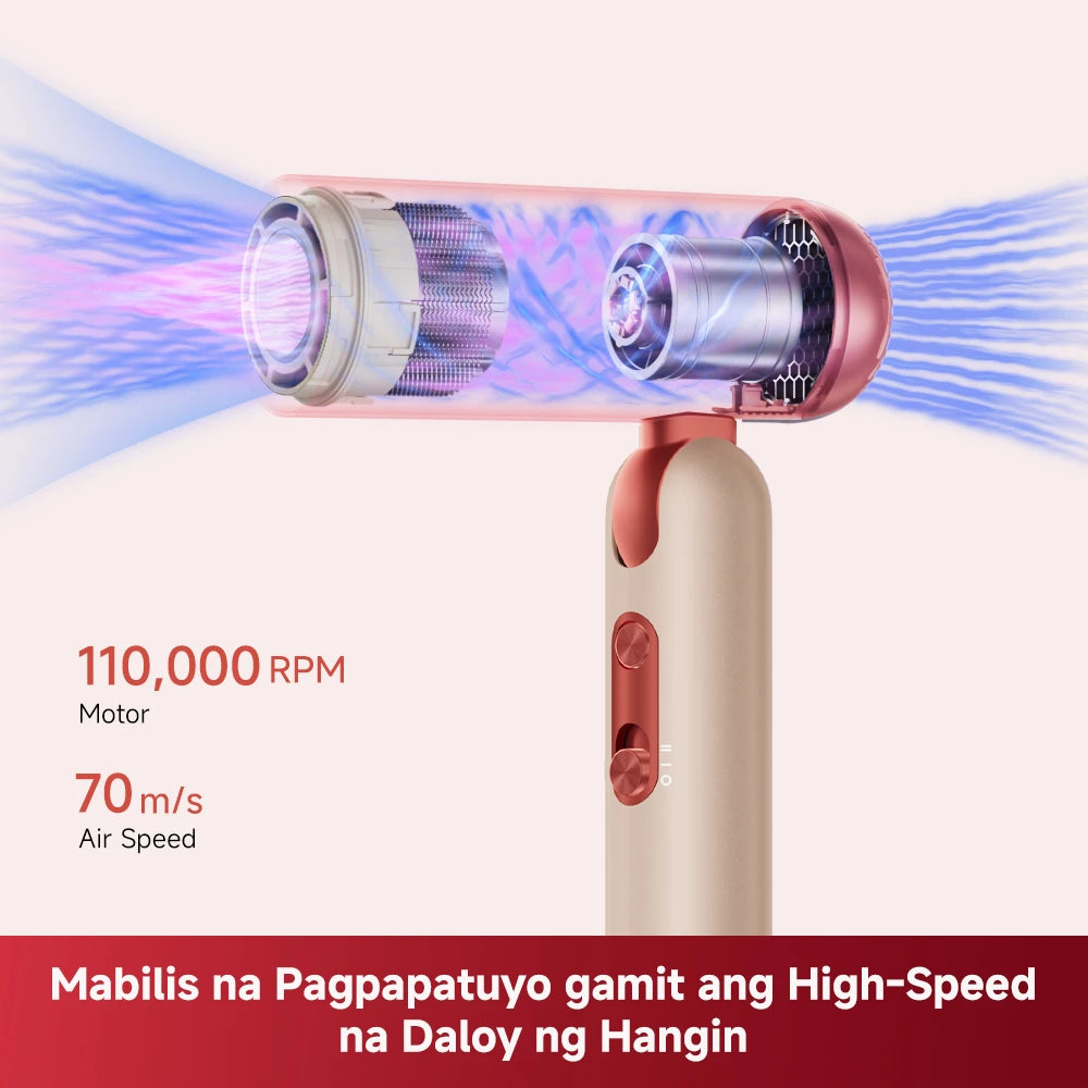 high speed hair dryer delivers rapid drying with powerful airflow