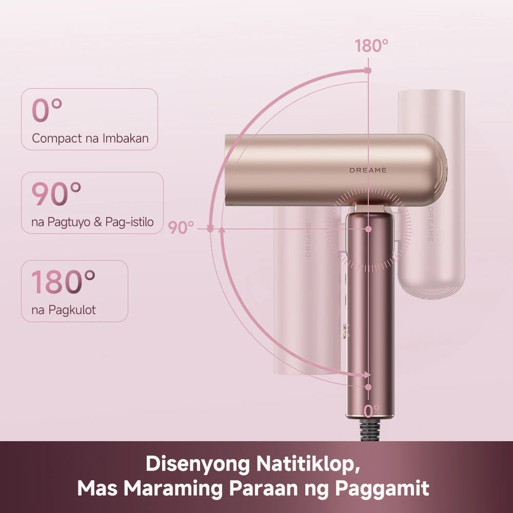 Compact foldable hair dryer designed for easy storage and convenient travel styling anywhere