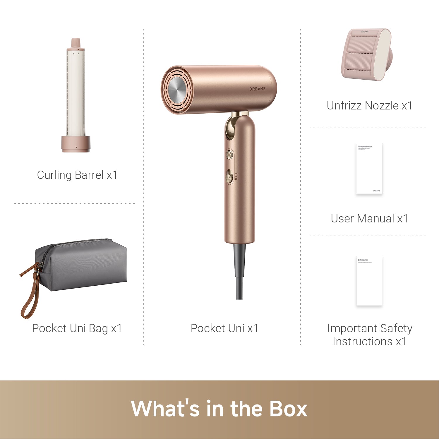 Dreame Pocket Uni All-in-One Ionic Hair Dryer Fast Drying Foldable Lig