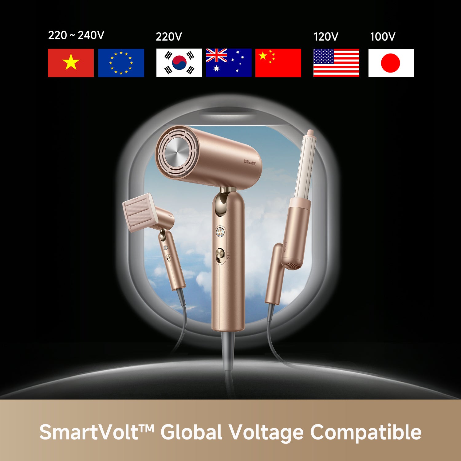hair dryer with global voltage compatibility for travel and international use