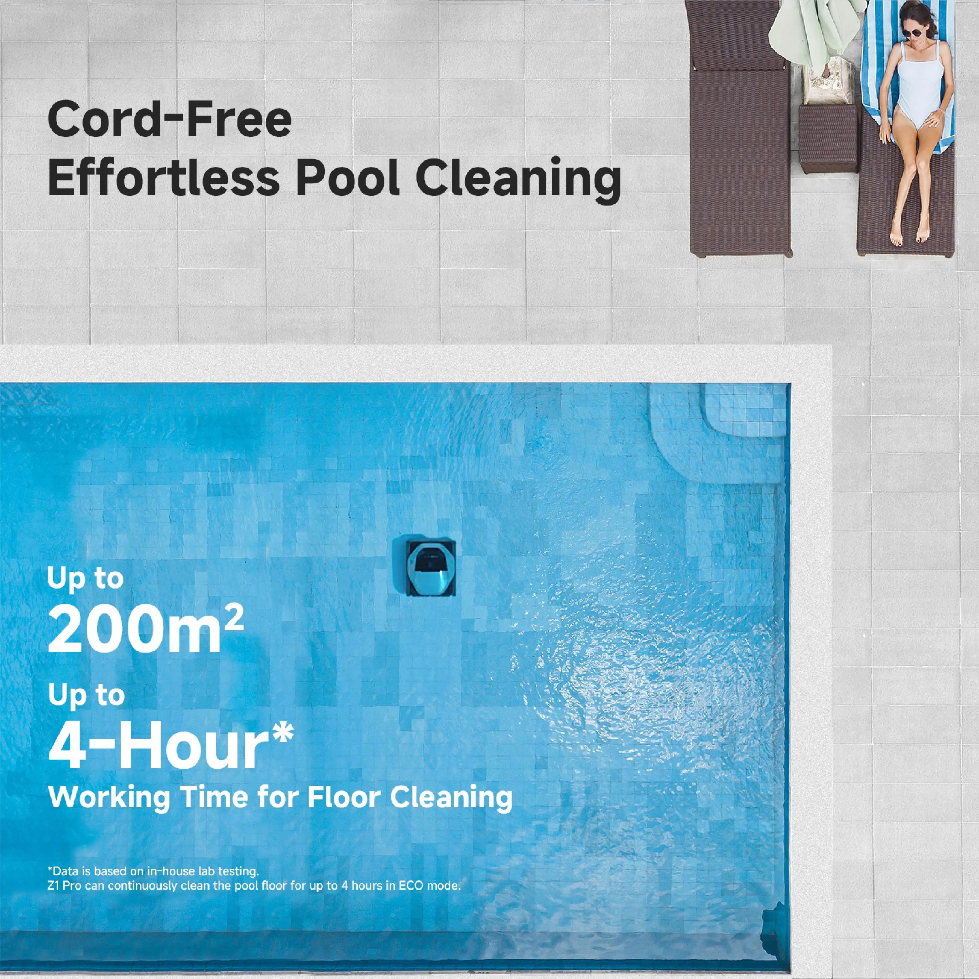 Dreame Pool Cleaner Z1 Pro featuring a cordless design, long battery life, and efficient cleaning for large swimming pools