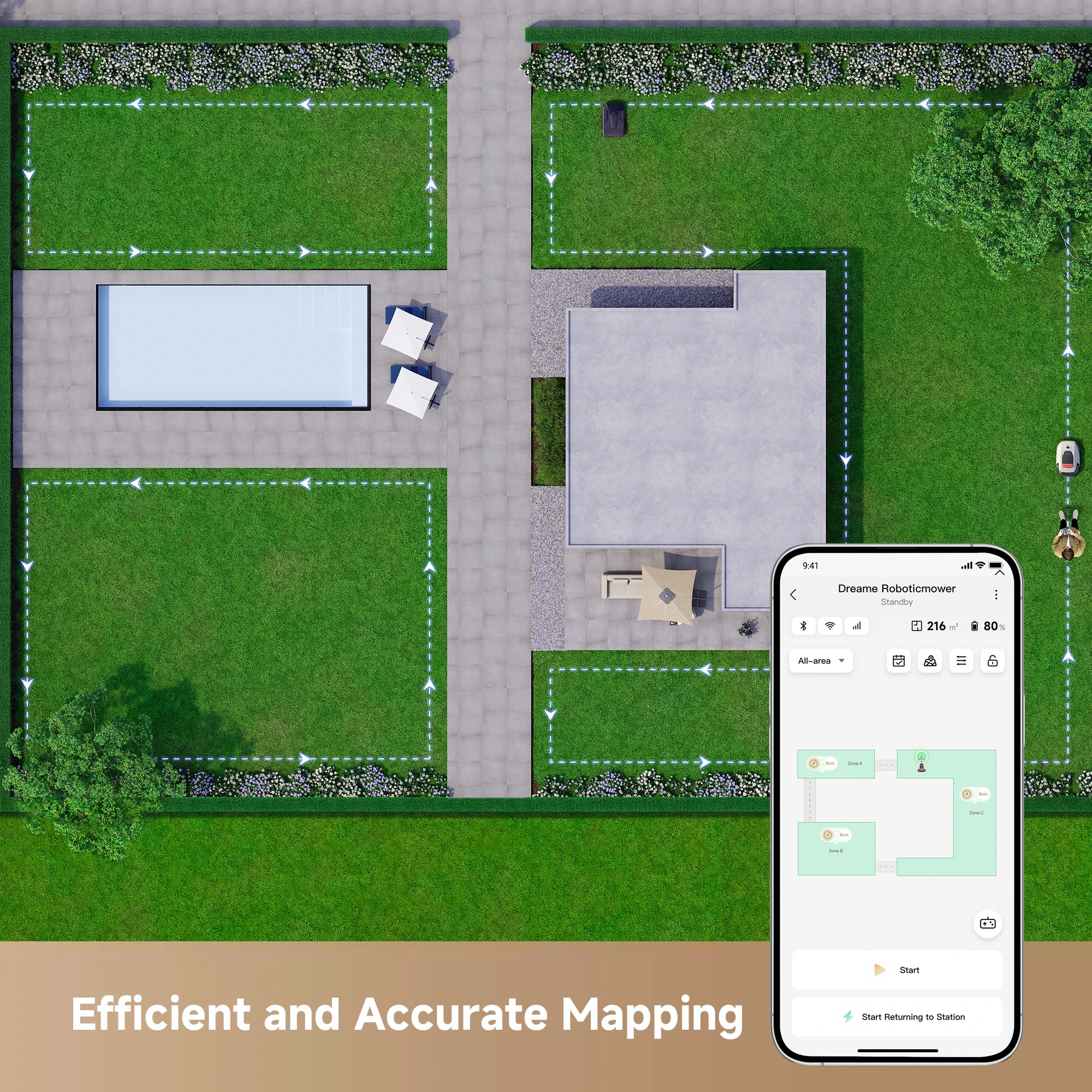 Dreame Roboticmower A1 Pro delivering efficient and accurate lawn mapping for intelligent mowing performance