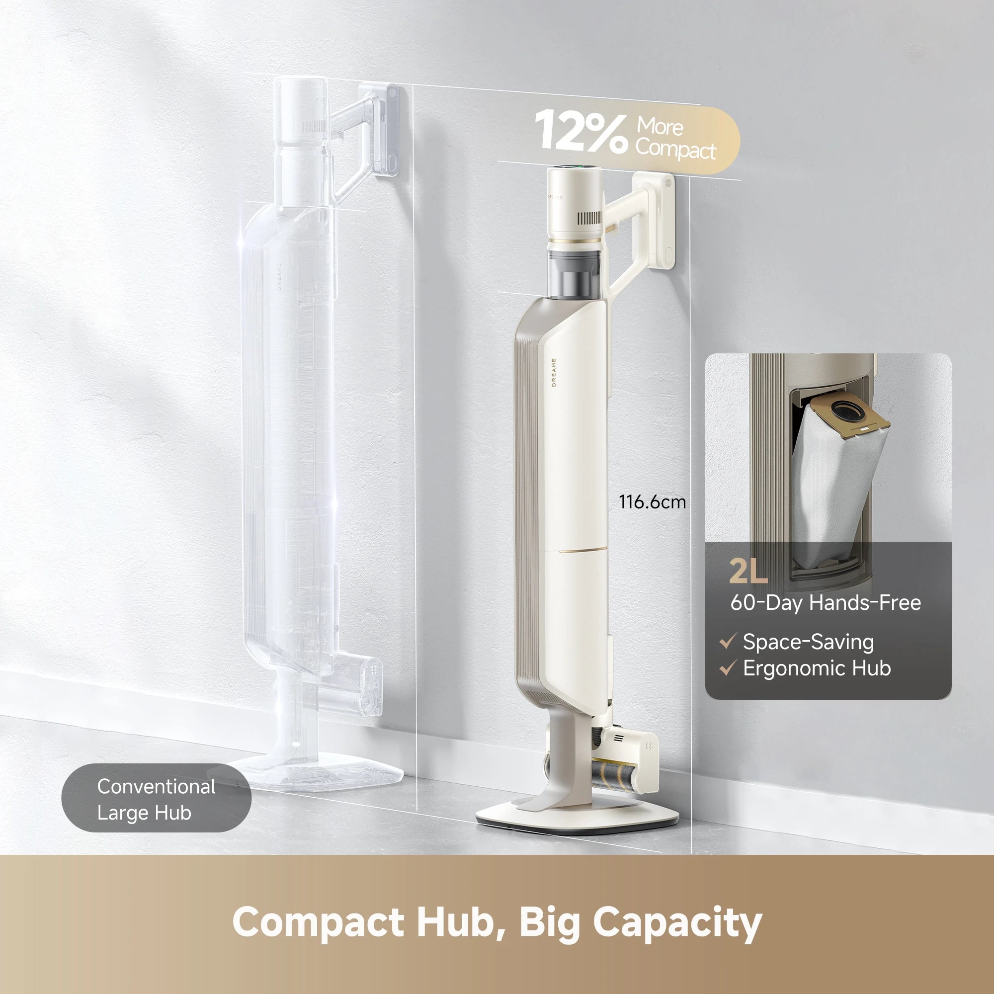 Dreame S20 Station Mini cordless vacuum with compact auto-empty station, 2L dust bag and 60-day hands-free dust storage