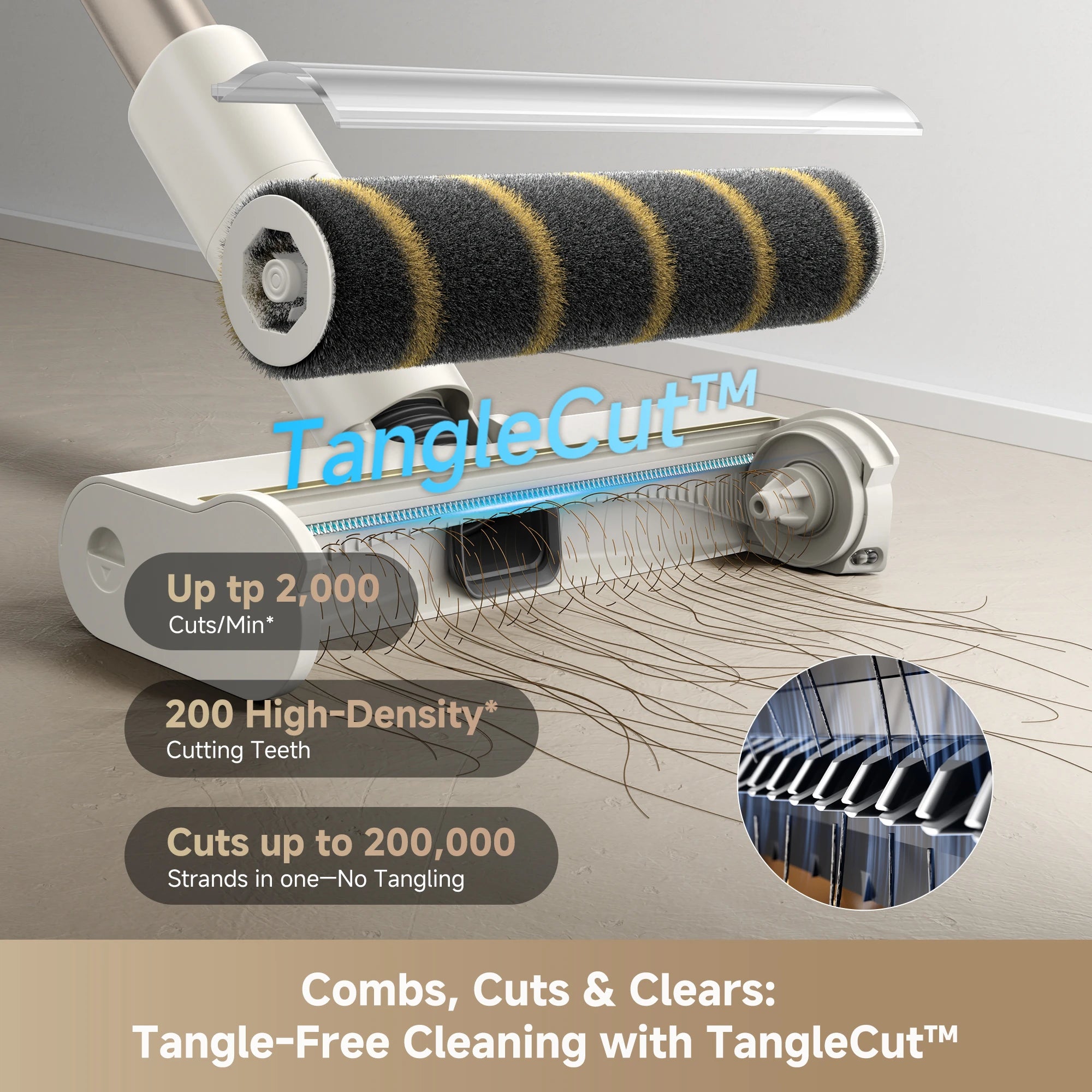 Dreame S20 Station Mini TangleCut anti-tangle brush for tangle-free hair cleaning