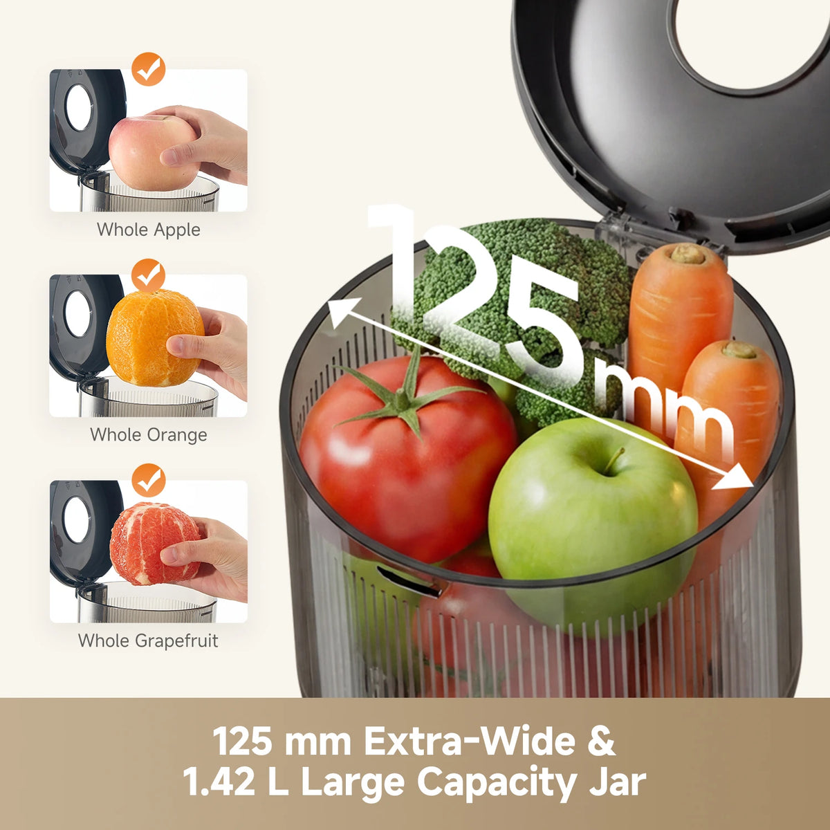 Dreame SJ30 Cold Press Juicer 130mm Wide Chute for Whole Fruits