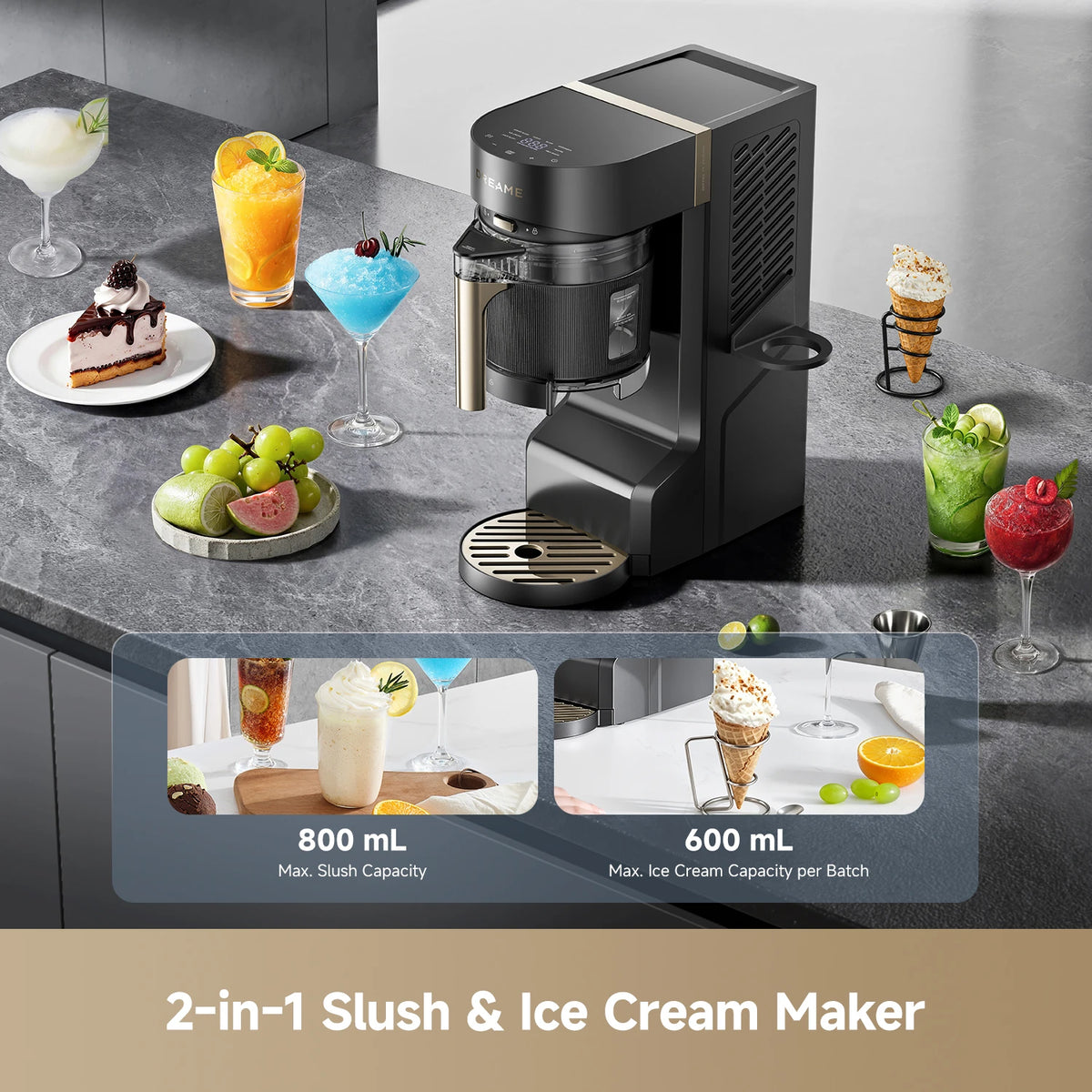 Dreame SLM60 slush maker prepares both refreshing slush drinks and creamy ice cream at home