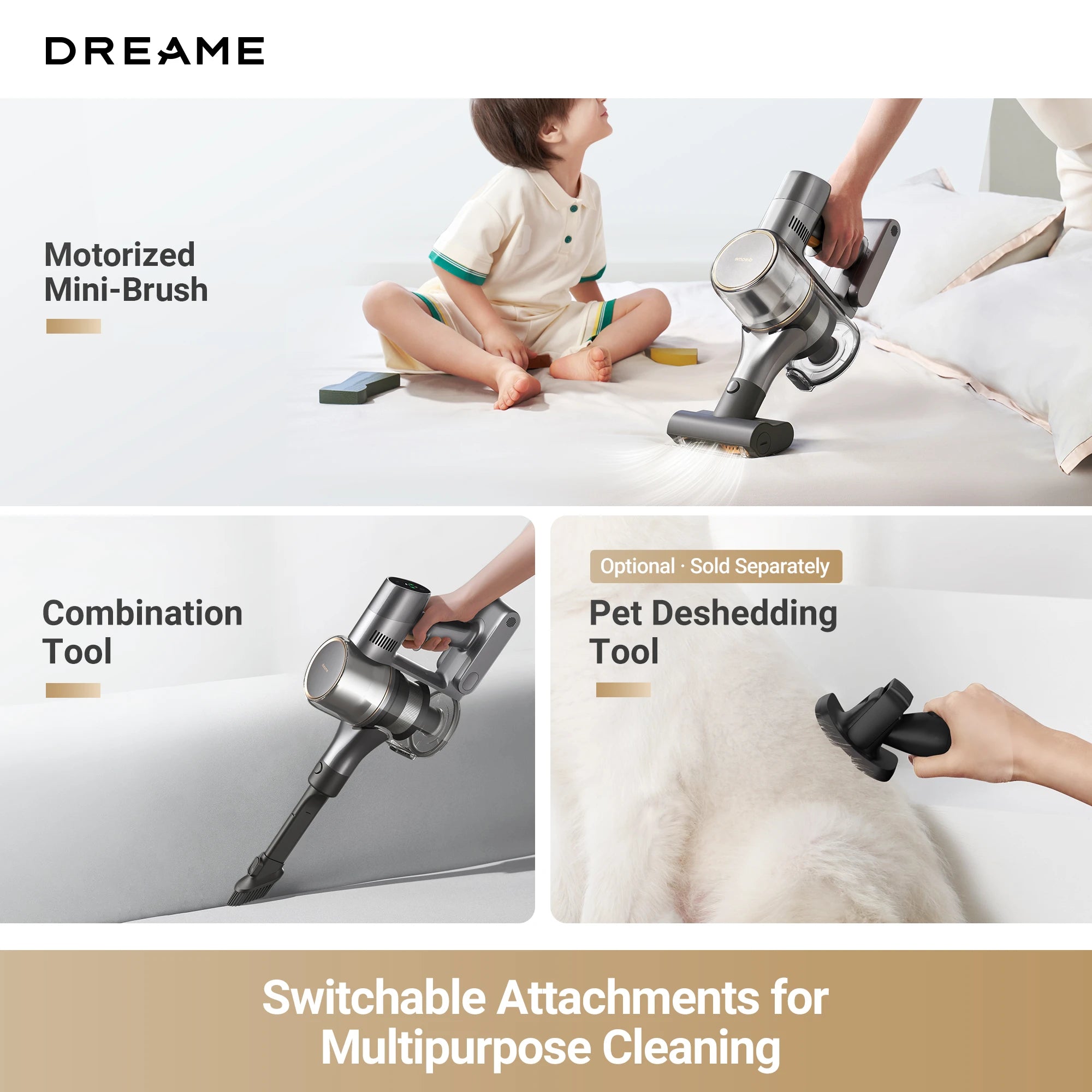 cordless vacuum with switchable attachments for whole house cleaning