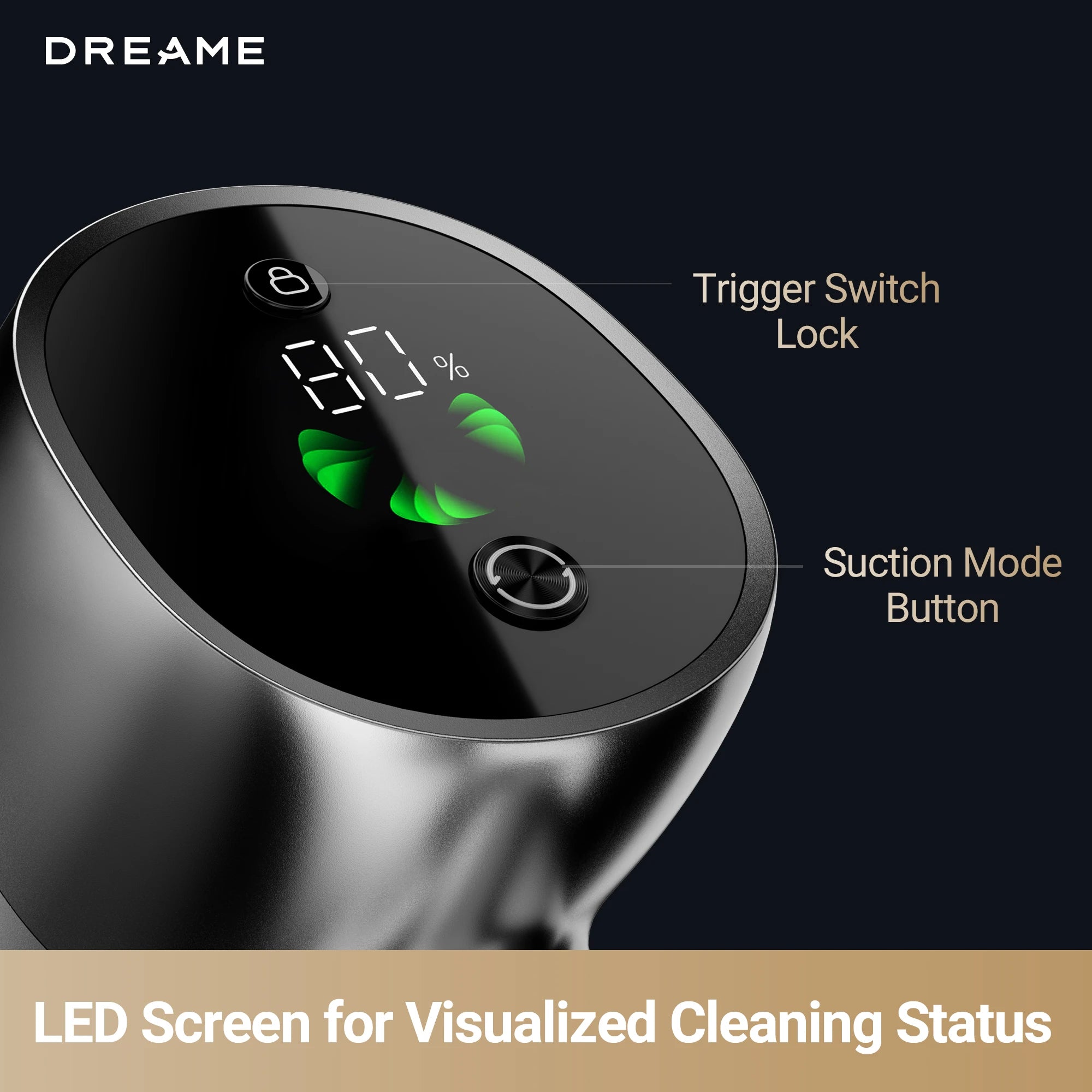 cordless vacuum with LED screen for visualized cleaning status and control