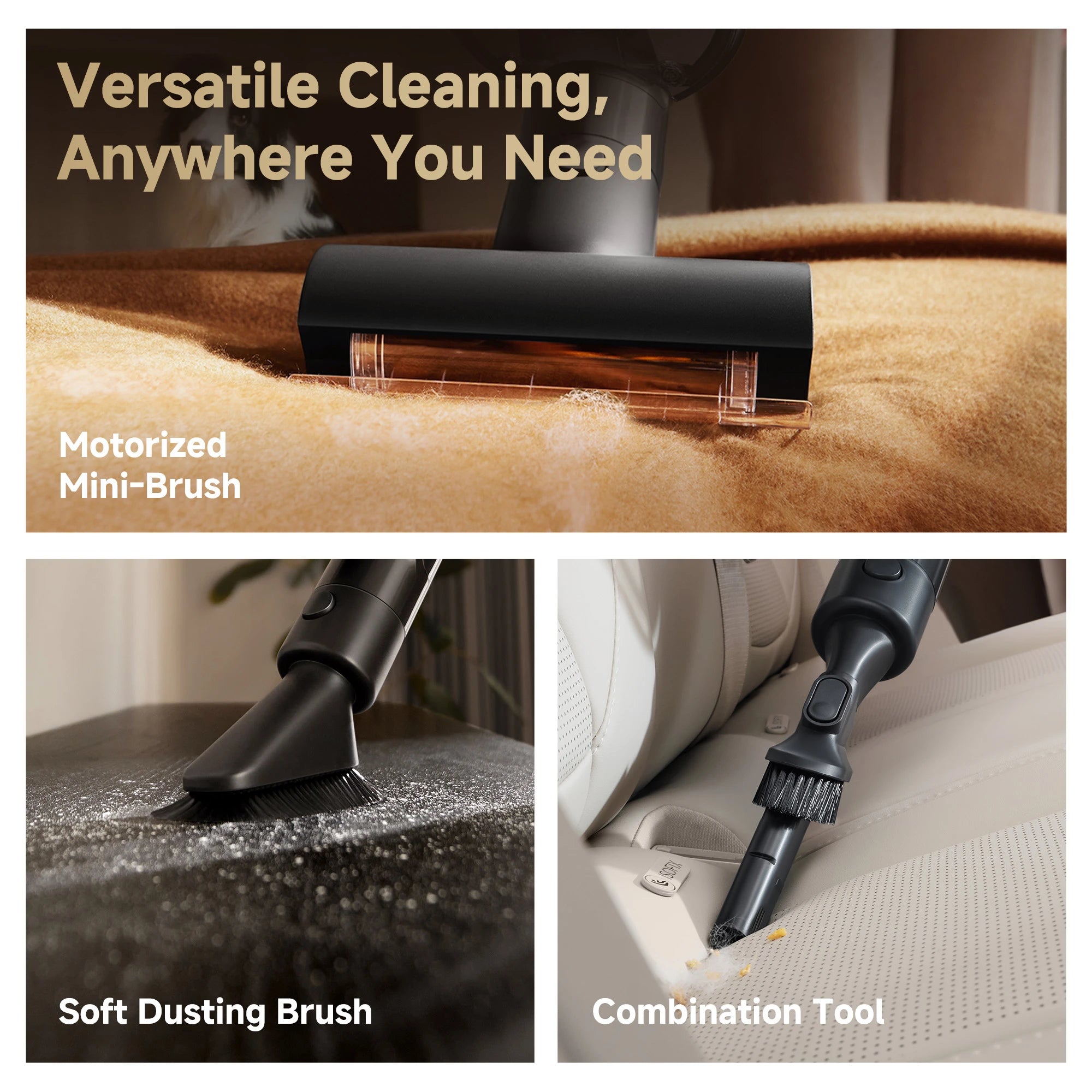 Complete set of versatile nozzle attachments for Dreame V50 Pro cordless stick vacuum cleaner