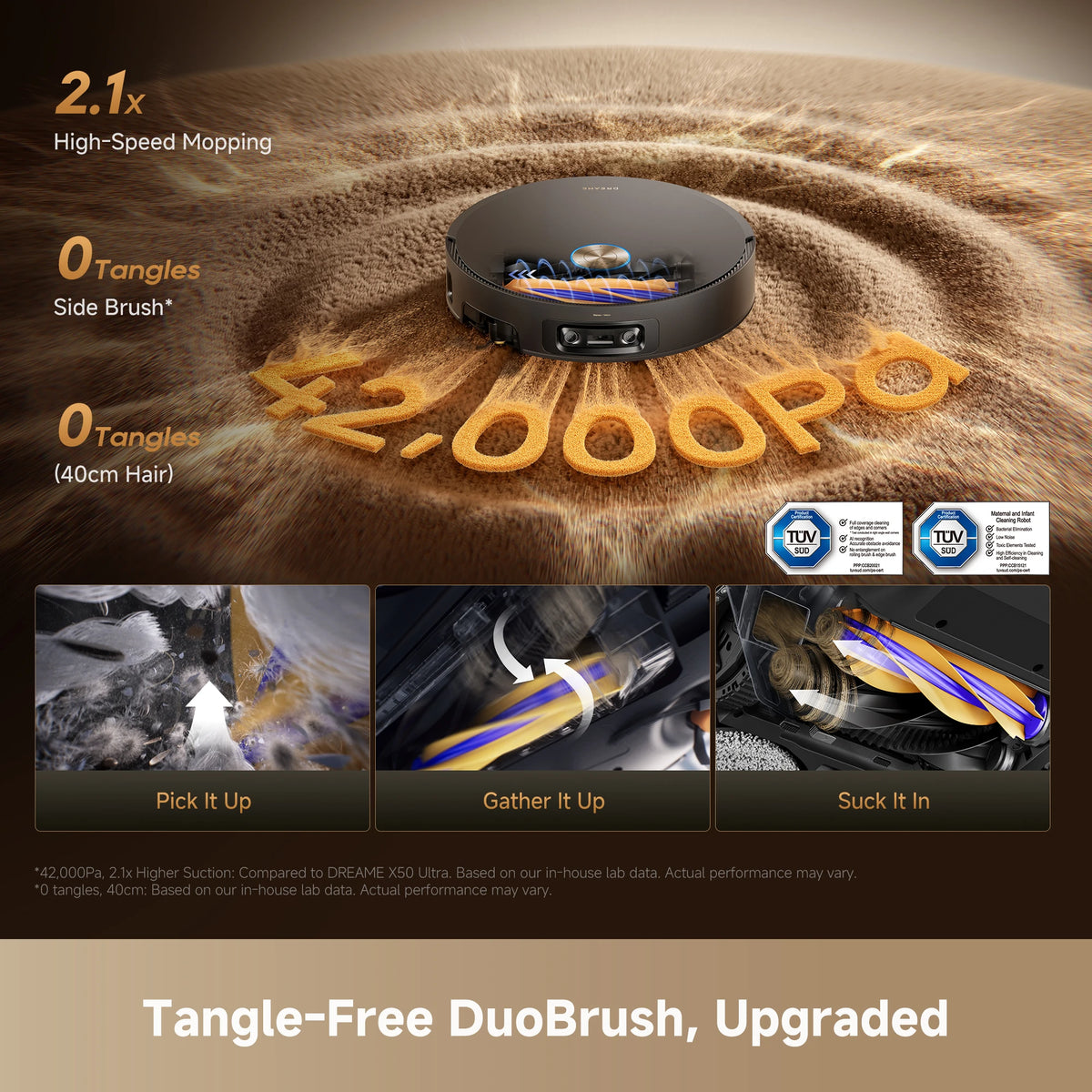 Dreame X60 Ultra Extreme robot vacuum with upgraded Tangle-Free DuoBrush and powerful suction for effective hair removal