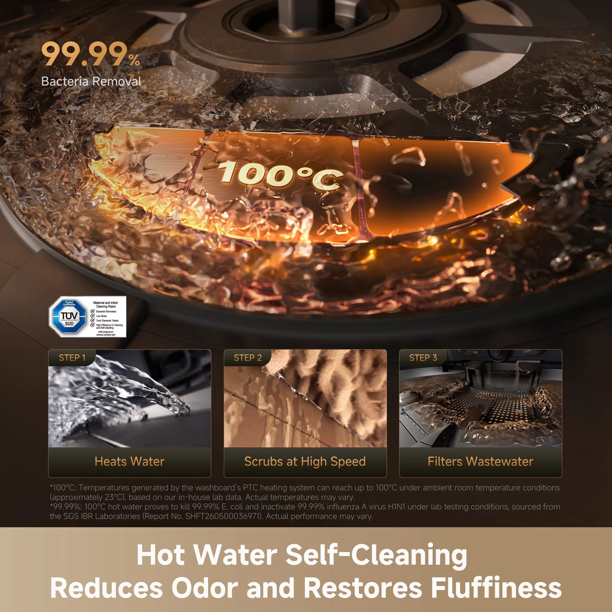 Dreame X60 Ultra Extreme robot vacuum featuring 100°C hot water self-cleaning for a cleaner brush system