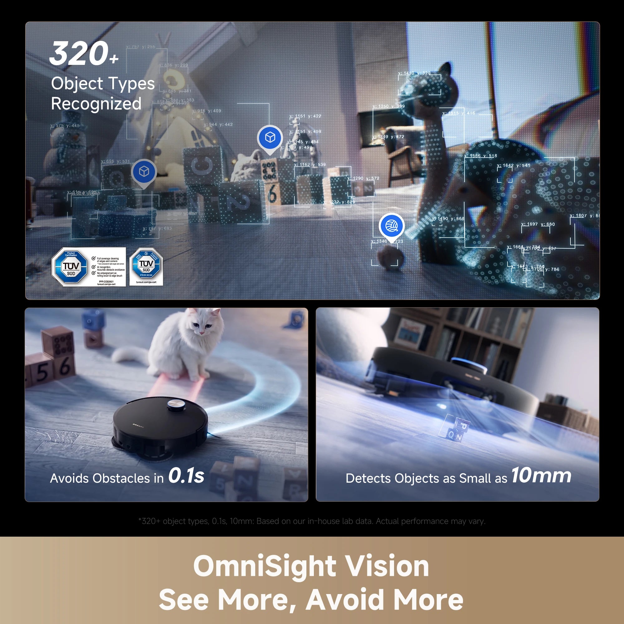 Dreame X60 Ultra Extreme robot vacuum with OmniSight Vision binocular obstacle avoidance for precise navigation
