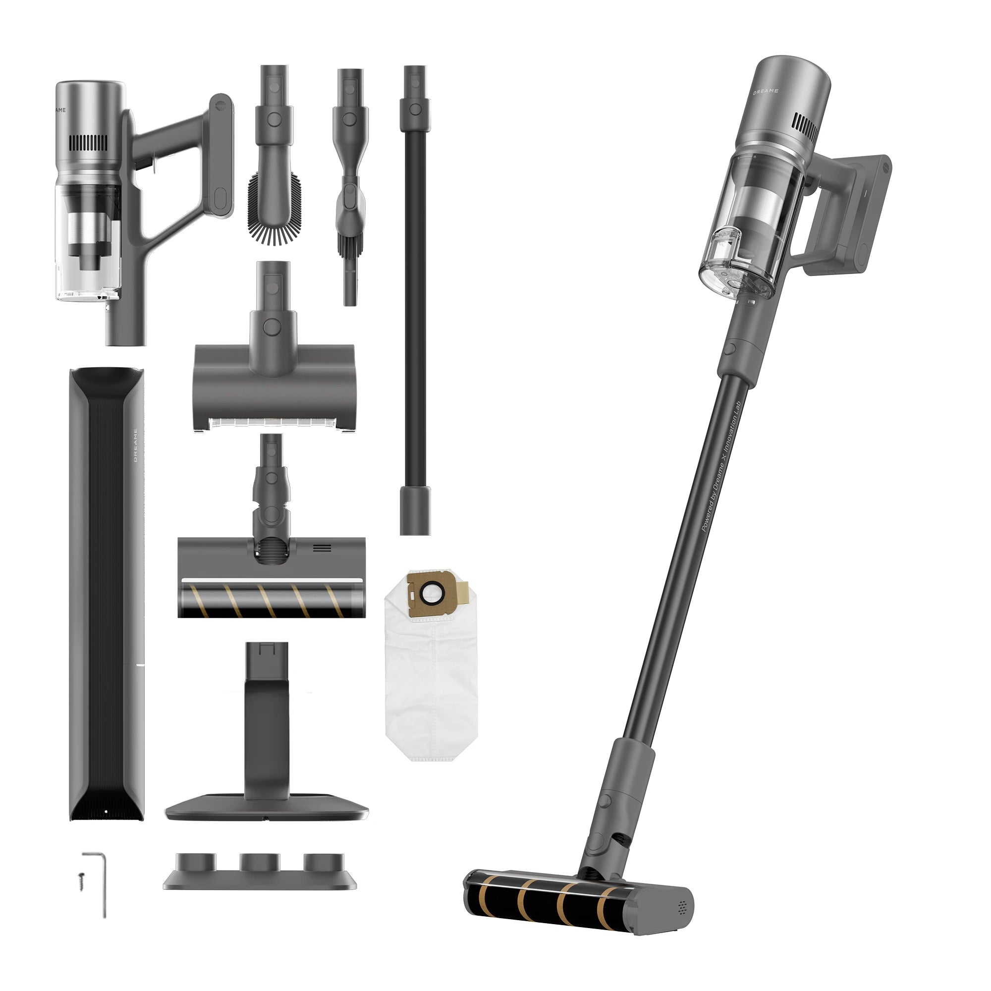 Dreame Z10s Station cordless vacuum cleaner with accessories on white background