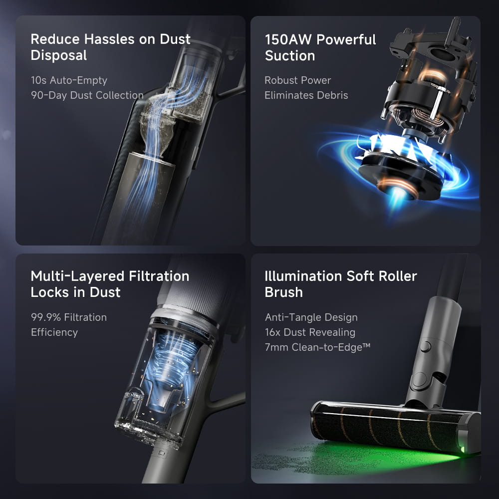 Dreame Z10s Station Stick Vacuum Cleaner 150AW Cordless Auto Dust Collection Easy Home Cleaning