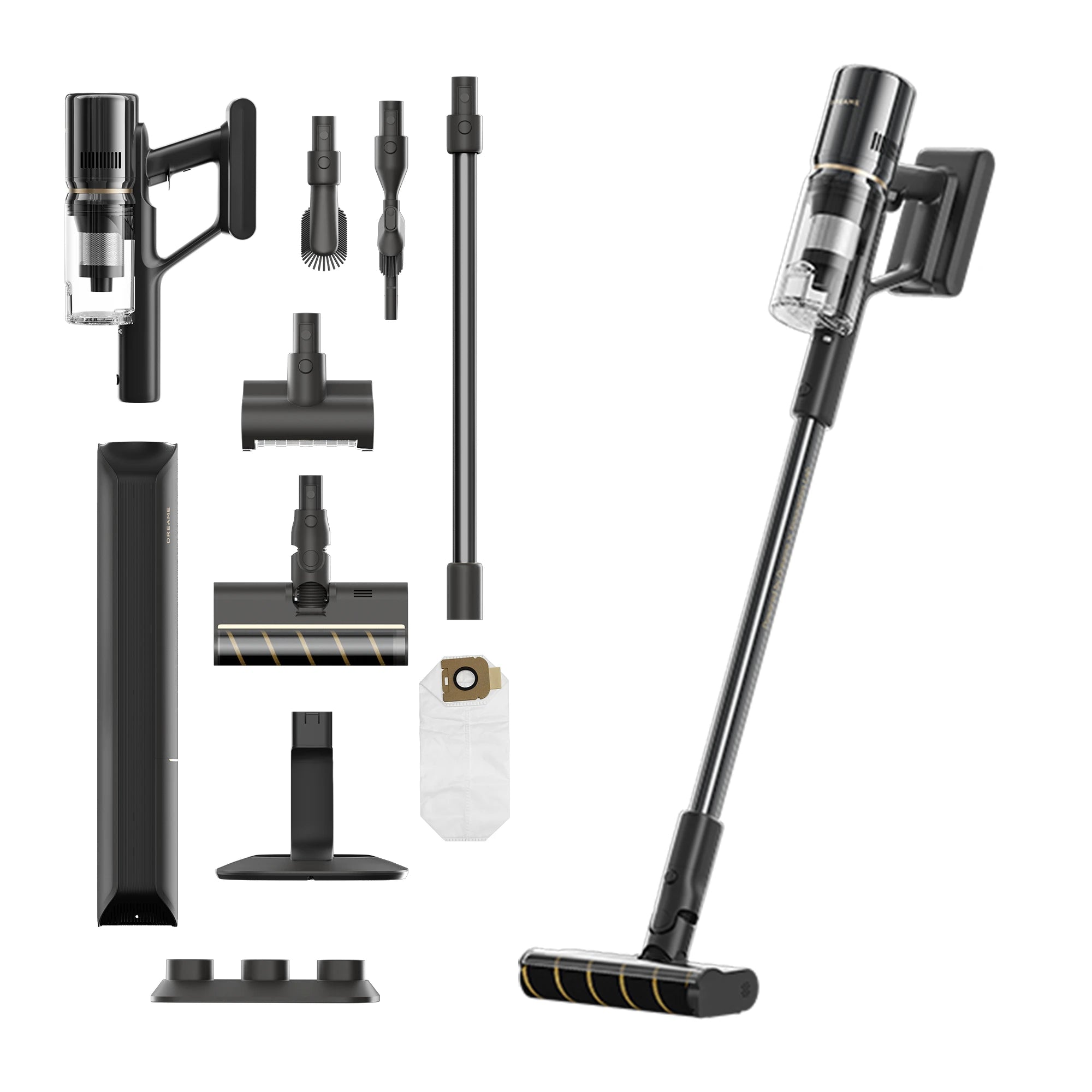Dreame Z30s Station cordless vacuum cleaner with accessories on white background