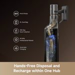 Load image into Gallery viewer, station vacuum cleaner with hands free dust disposal and automatic charging dock
