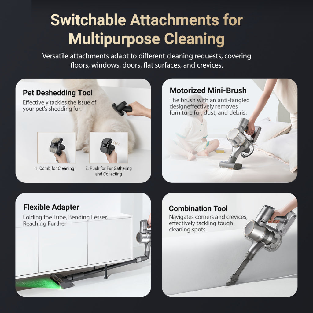 Dreame V16 Pro Cordless Stick Vacuum 27KPA Suction Pet friendly 85-min Runtime Green Detection