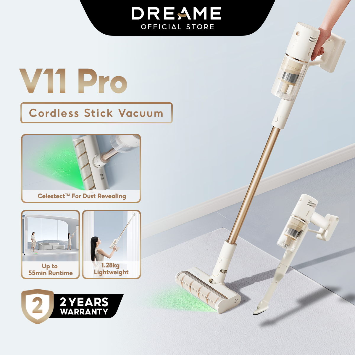 Dreame V11 Pro Cordless Vacuum|100AW Suction, CelesTect™ Dust Sensor,  5-Layer Filtration